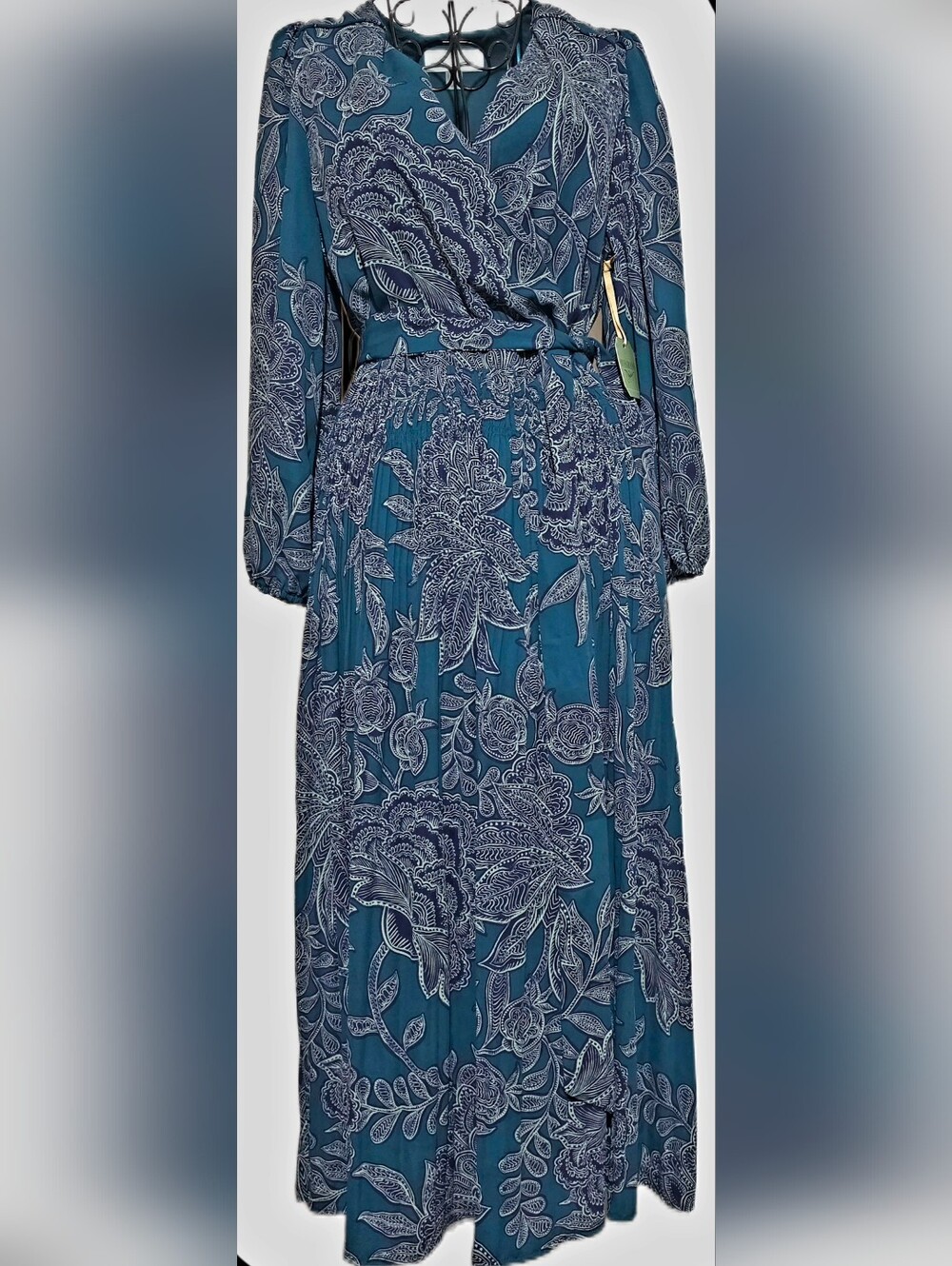 Women's Teal Floral Maxi Dress